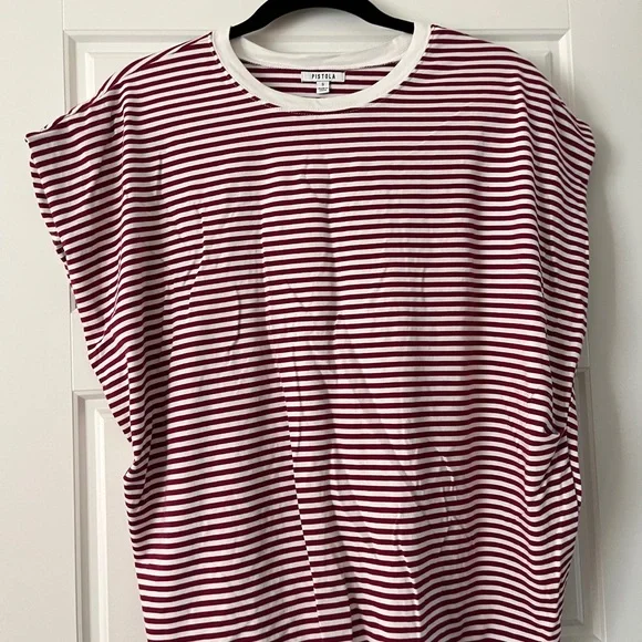Pistola Maroon and White Striped Tee - Picture 2 of 2